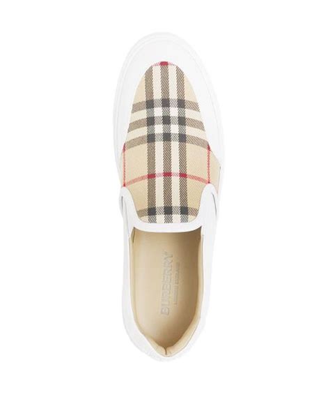 burberry white leather sneakers|burberry slip on flat sneakers.